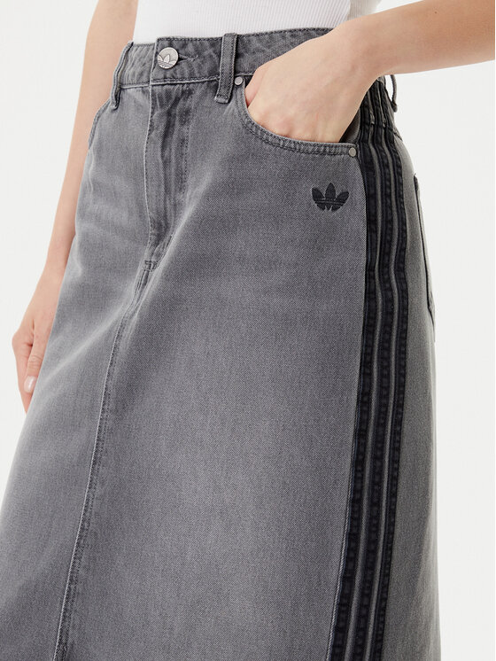 adidas adidas Fustă de blugi adicolor 3-Stripes JW2659 Gri Regular Fit