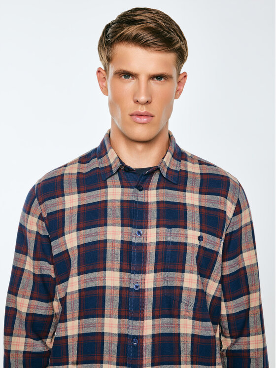 BIG STAR BIG STAR Koszula FLANENO Granatowy Basic Fit