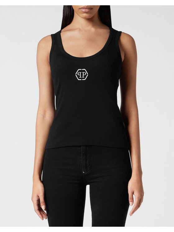 PHILIPP PLEIN PHILIPP PLEIN Tank top 9251 Czarny Skin Tight Fit