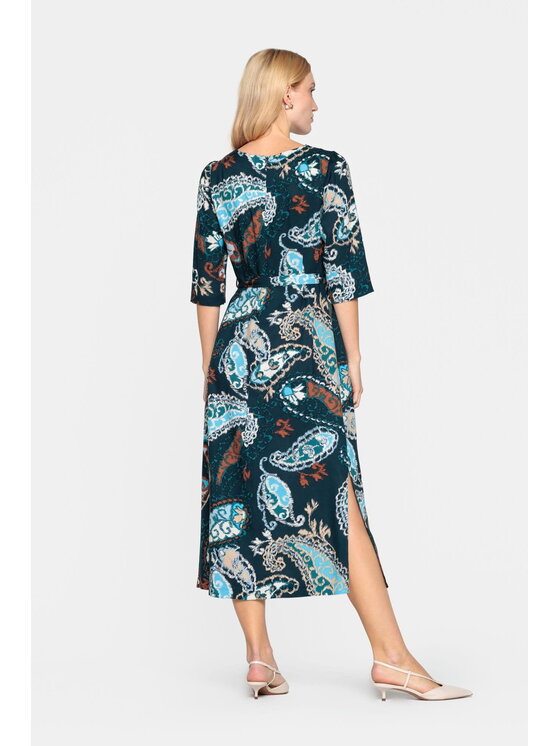 EMOI EMOI Sukienka codzienna granatowa midi z kieszeniami Granatowy Feminine Fit
