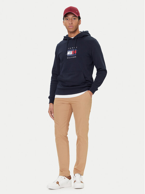Tommy Hilfiger Tommy Hilfiger Mikina Linear Flag MW0MW41332 Tmavomodrá Regular Fit