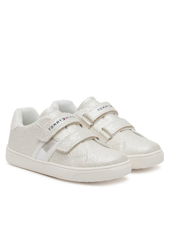 Tommy Hilfiger Tommy Hilfiger Снікерcи Flag Low Cut Velcro Sneaker T1A9-33726-0375 S Écru
