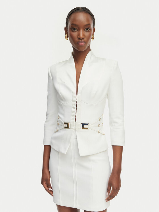 Elisabetta Franchi Elisabetta Franchi Sakko GI-202-61E2-V590 Weiß Regular Fit