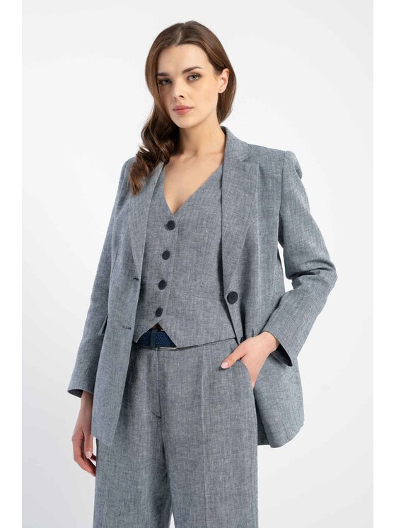 CLICK Sako Marynarka Alka Zigzag Navy SS 25 Tmavomodrá Regular Fit