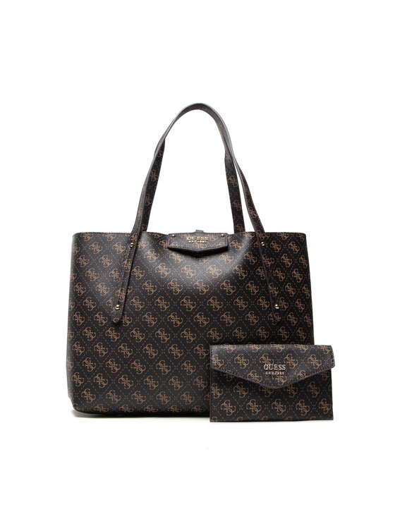 Guess Guess Ročna torba Eco Brenton Tote HWESG8 39023 Rjava