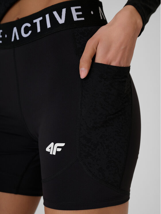 4F 4F Szorty sportowe ACTIVE BY NATURE Czarny Slim Fit