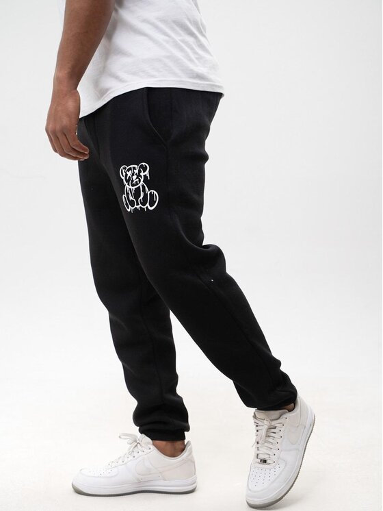 Jigga Wear Jigga Wear Spodnie dresowe Spodnie Dresowe Męskie Czarne Jigga Melted Teddy XL Czarny Regular Fit