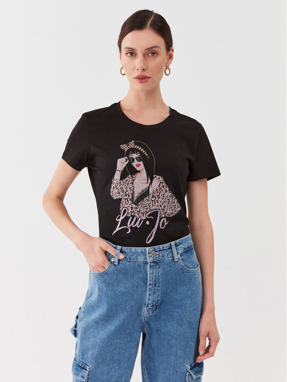 Liu Jo Liu Jo Тишърт 5F3135 JS923 Черен Regular Fit