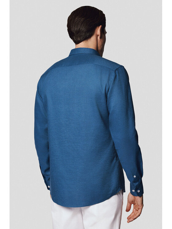 Lancerto Lancerto Koszula Koszula Szafirowa z Lnem Venke KO073125000002 Niebieski Slim Fit