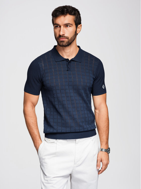 Ombre Ombre Polo OM-POSS-0168 Granatowy Regular Fit