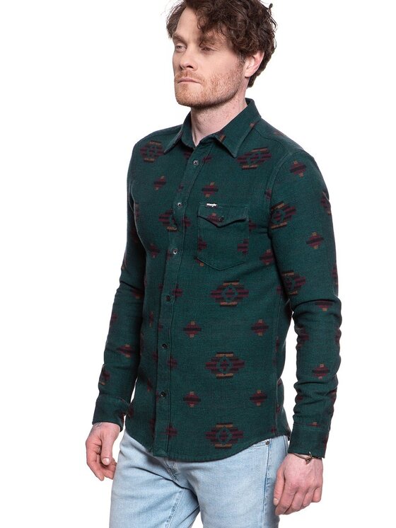Wrangler Wrangler Camicia LS 1PKT FLAP SHIRT Marrone Regular Fit