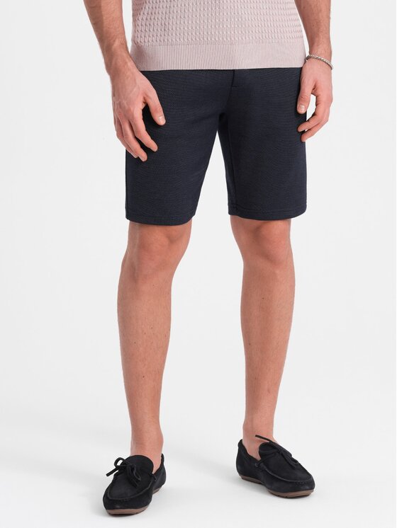 Ombre Ombre Šortky z materiálu OM-SRCS-0128 Tmavomodrá Slim Fit