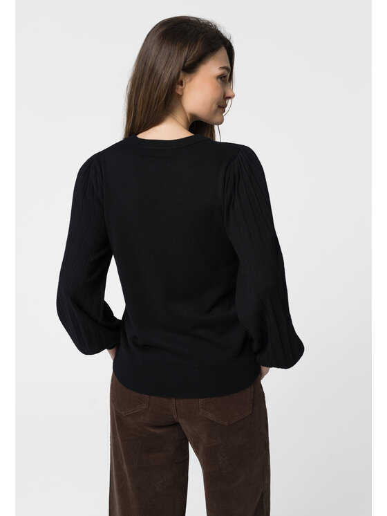 Volcano Volcano Sweter S-MONKI Czarny Regular Fit
