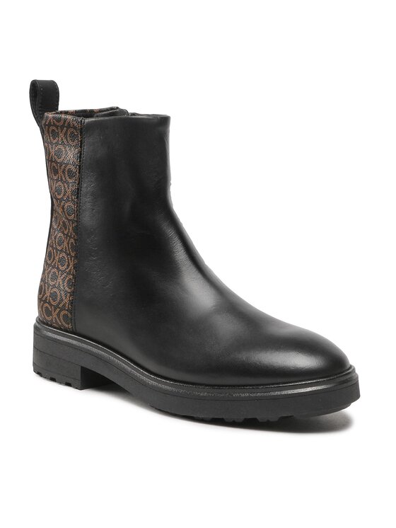 Calvin Klein Calvin Klein Botki Cleat Ankle Boot Mono Mix HW0HW01313 Czarny