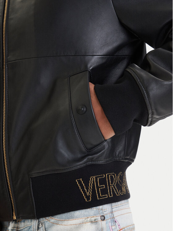 Versace Jeans Couture Versace Jeans Couture Usnjena jakna 80GAVP06 CPPS3 Črna Regular Fit