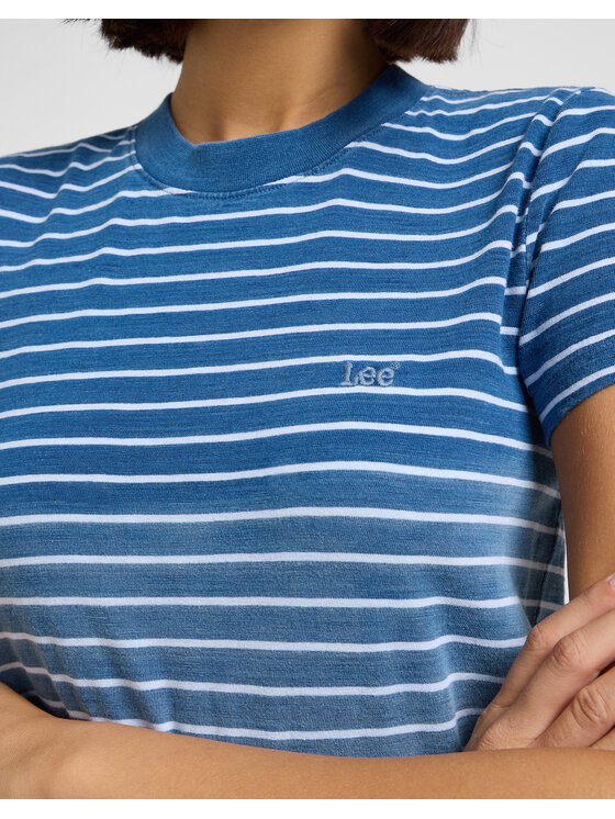 Lee Lee T-Shirt CROPPED TEE 112363477 Niebieski Cropped Fit