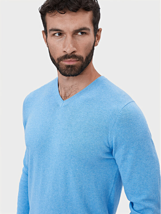 Evenemen Evenemen Sweter V-NECK AZZURRO Niebieski Slim Fit