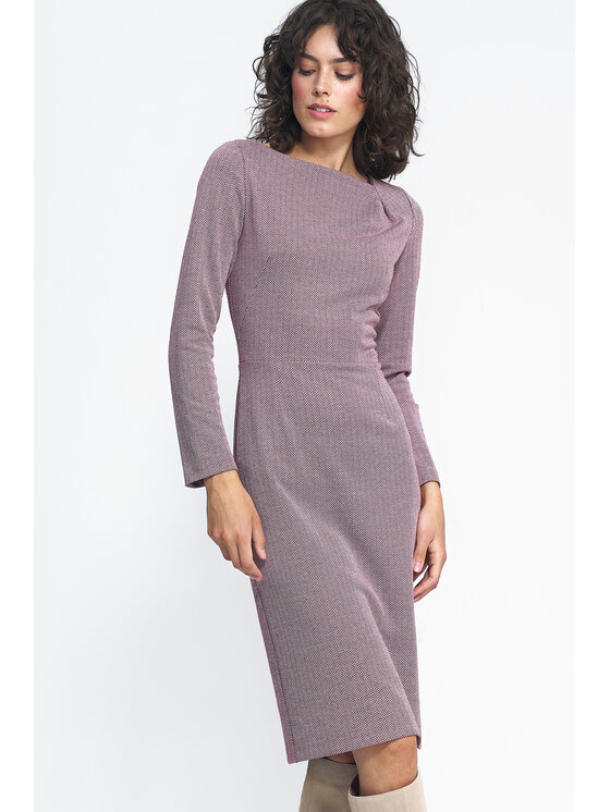 NIFE NIFE Každodenní šaty S235 Bordó Classic Fit