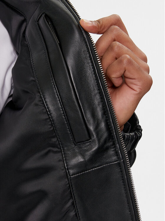 Calvin Klein Calvin Klein Kožená bunda Hero K10K112372 Černá Regular Fit