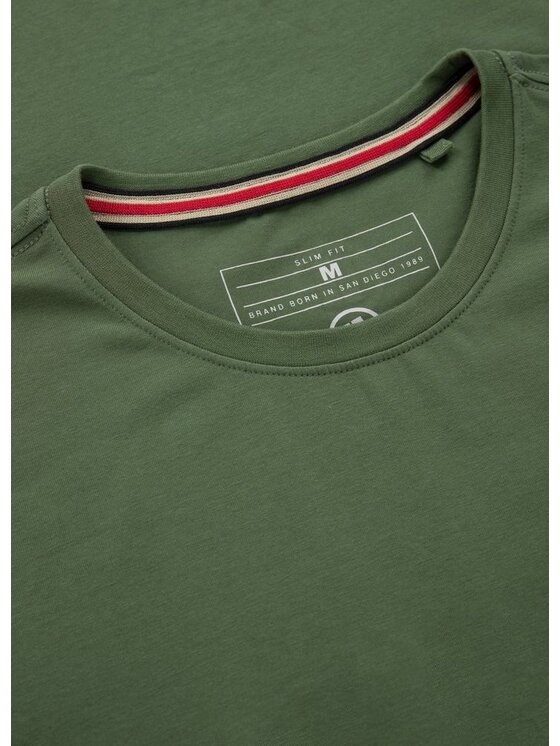 PITBULL PITBULL T-Shirt Koszulka Slim Fit No Logo XS Zielony Regular Fit