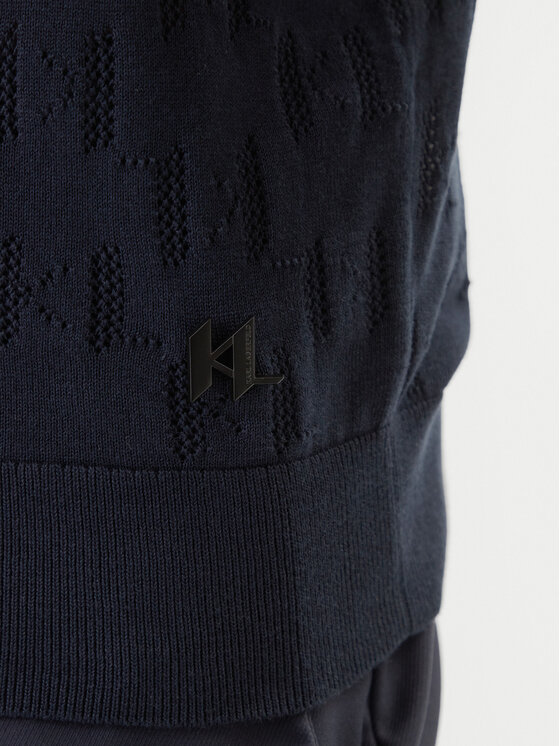 KARL LAGERFELD KARL LAGERFELD Тениска с яка и копчета 655005 562301 Тъмносин Slim Fit