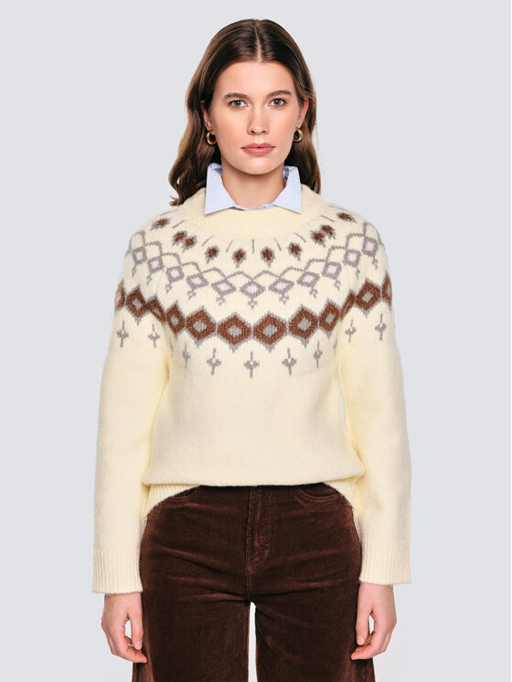 BIG STAR BIG STAR Sweter SKANDIA Kremowy Comfort Fit