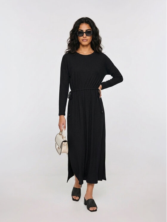 BIG STAR BIG STAR Sukienka dzianinowa DRESSAWA Czarny Comfort Fit