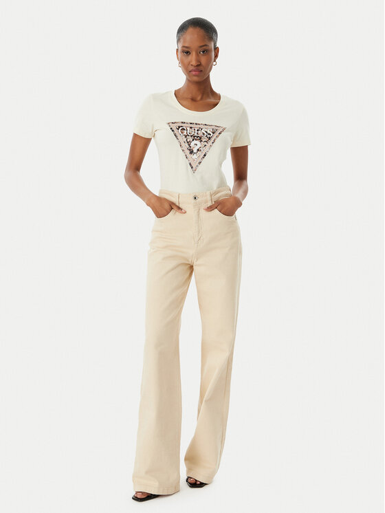 Guess Guess Marškinėliai W6RI32 J1314 Écru Regular Fit