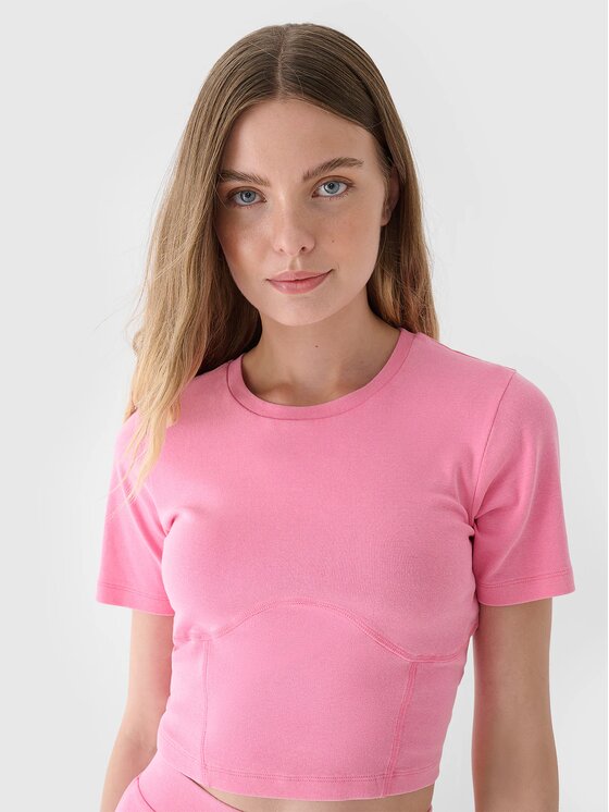 4F 4F Top 4FRAW24TTSHF2581-54S Rosa Slim Fit