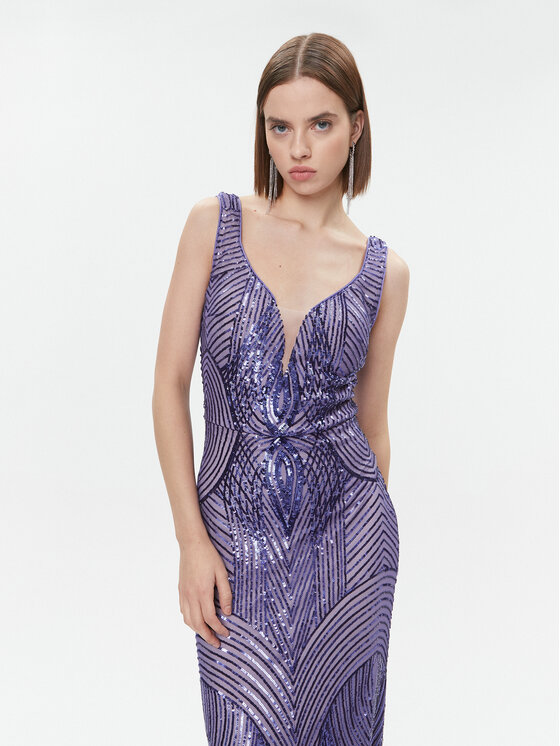 Fracomina Fracomina Večerní šaty FQ23WD3005W66701 Fialová Slim Fit