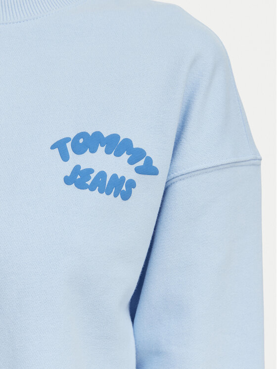 Tommy Jeans Tommy Jeans Pulóver Bubble Logo DW0DW22366 Világoskék Boxy Fit