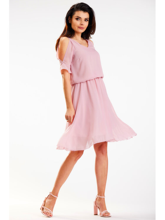 Awama Awama Sukienka letnia A572 Różowy Basic Fit