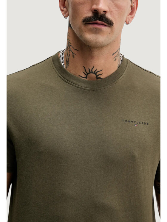 Tommy Jeans Tommy Jeans T-Shirt TJM SLIM LINEAR CHES Πράσινο Slim Fit