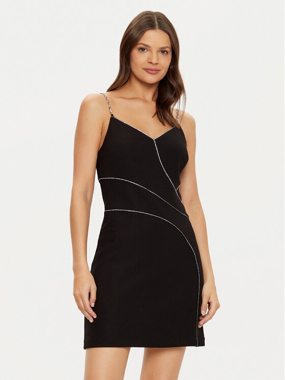 Guess Guess Cocktail obleka W5RK52 KCML0 Črna Slim Fit