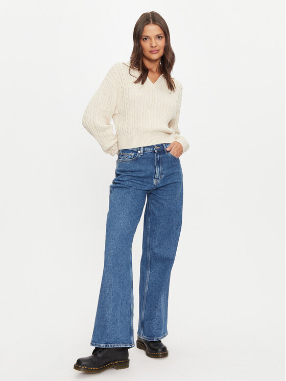 Tommy Jeans Tommy Jeans Pulover Rugby DW0DW18680 Bež Regular Fit