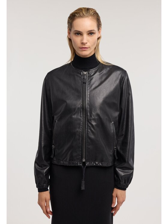 Trussardi Trussardi Kurtka skórzana R302A000785N033 Czarny Cropp Fit