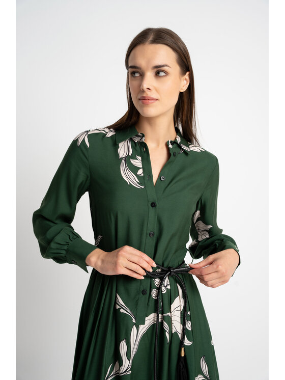 CLICK CLICK Každodenní šaty 60-6153 Zelená Regular Fit