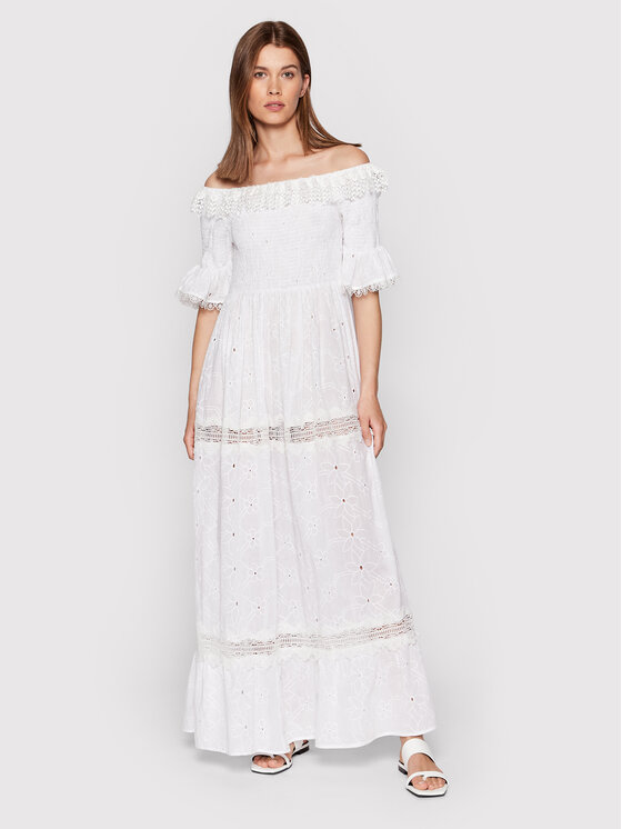 Iconique Iconique Sukienka letnia Mara IC22 022 Biały Regular Fit