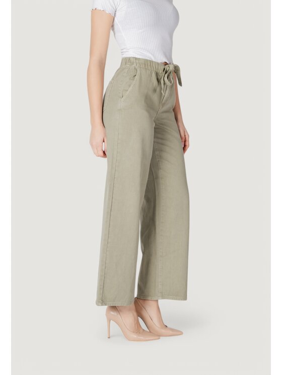 ONLY ONLY Pantaloni da donna Onlsilla Mw Belt Wide Pant Pnt Verde Wide Fit