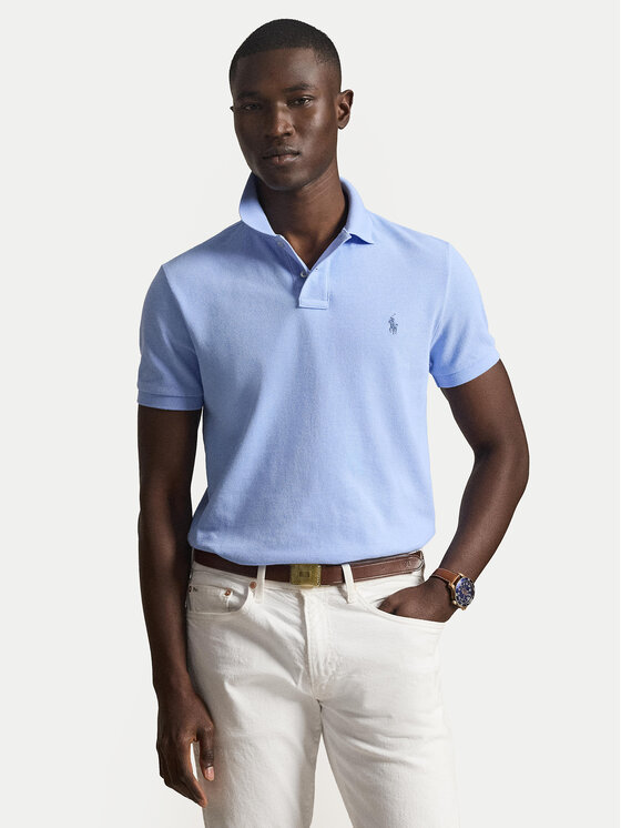 Polo Ralph Lauren Tricou polo 710680784031 Albastru deschis Custom Slim Fit