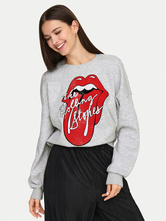 ONLY ONLY Mikina Rolling Stones 15345927 Šedá Regular Fit