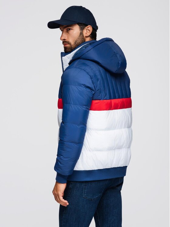 Ombre Ombre Kurtka przejściowa OM-JALP-0296 Granatowy Regular Fit