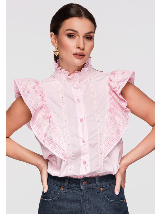 Ombre Ombre Koszula OW-SH-E0002 Różowy Regular Fit