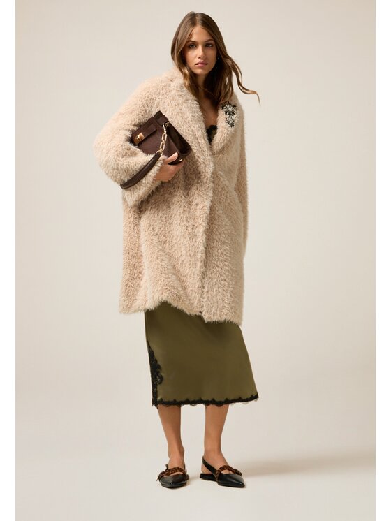 Oltre Oltre Cappotto invernale 8091E000174N006 Crema Regular Fit