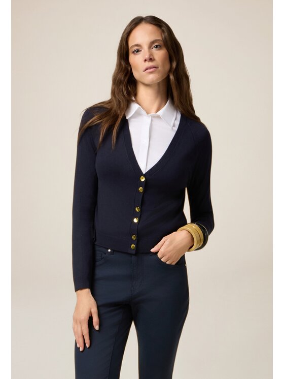 Oltre Oltre Cardigan M287J005021N034 Blu Slim Fit