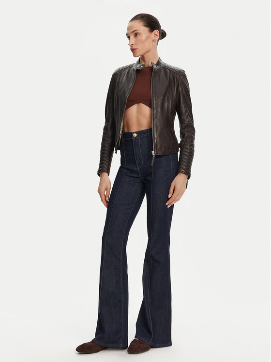 Serge Pariente Serge Pariente Usnjena jakna Louise Rjava Slim Fit