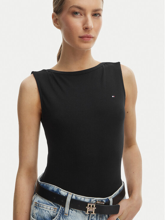 Tommy Hilfiger Tommy Hilfiger Top WW0WW47807 Čierna Slim Fit