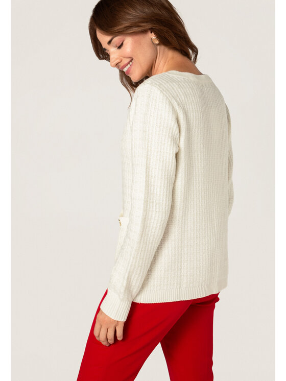 QUIOSQUE QUIOSQUE Kardigan 6TT002 Biały Regular Fit