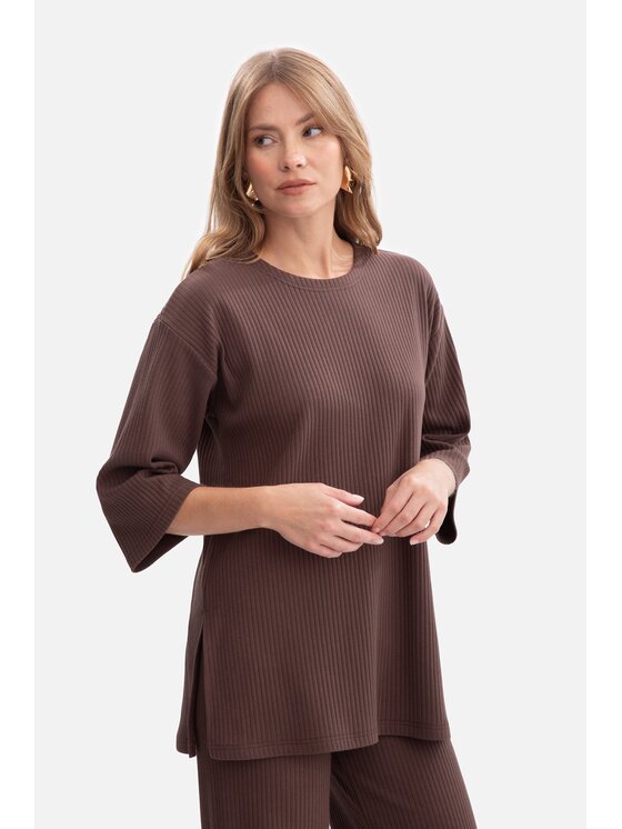 BeWear BeWear Bluzka b301 Brązowy Baggy Fit