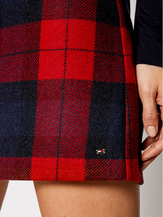 Tommy Hilfiger Tommy Hilfiger Trapézová sukně Red Check WW0WW29672 Červená Regular Fit